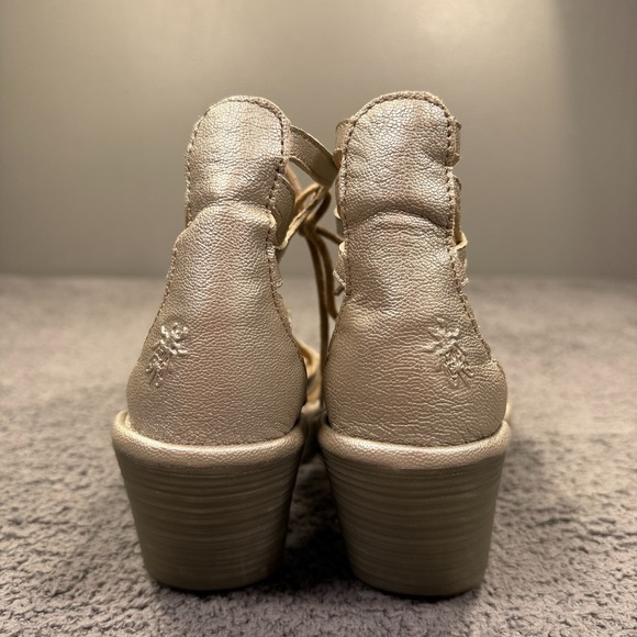 Fly London Yuke Wedge Sandals Womens Size 38 Leather Lace Up Gladiator Shoes - Picture 6 of 11